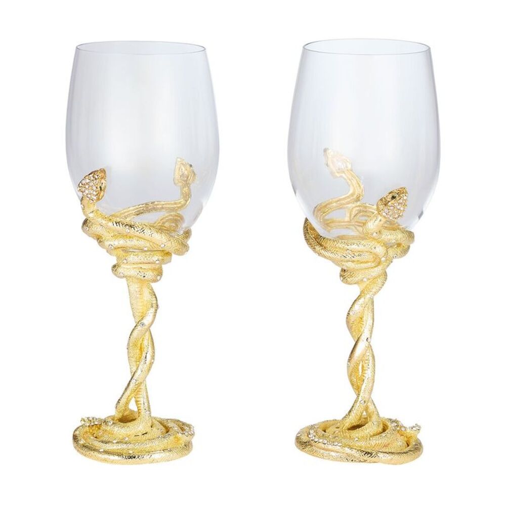 Olivia Riegel 2Pc Serpentina Wine Glass Set, Gold